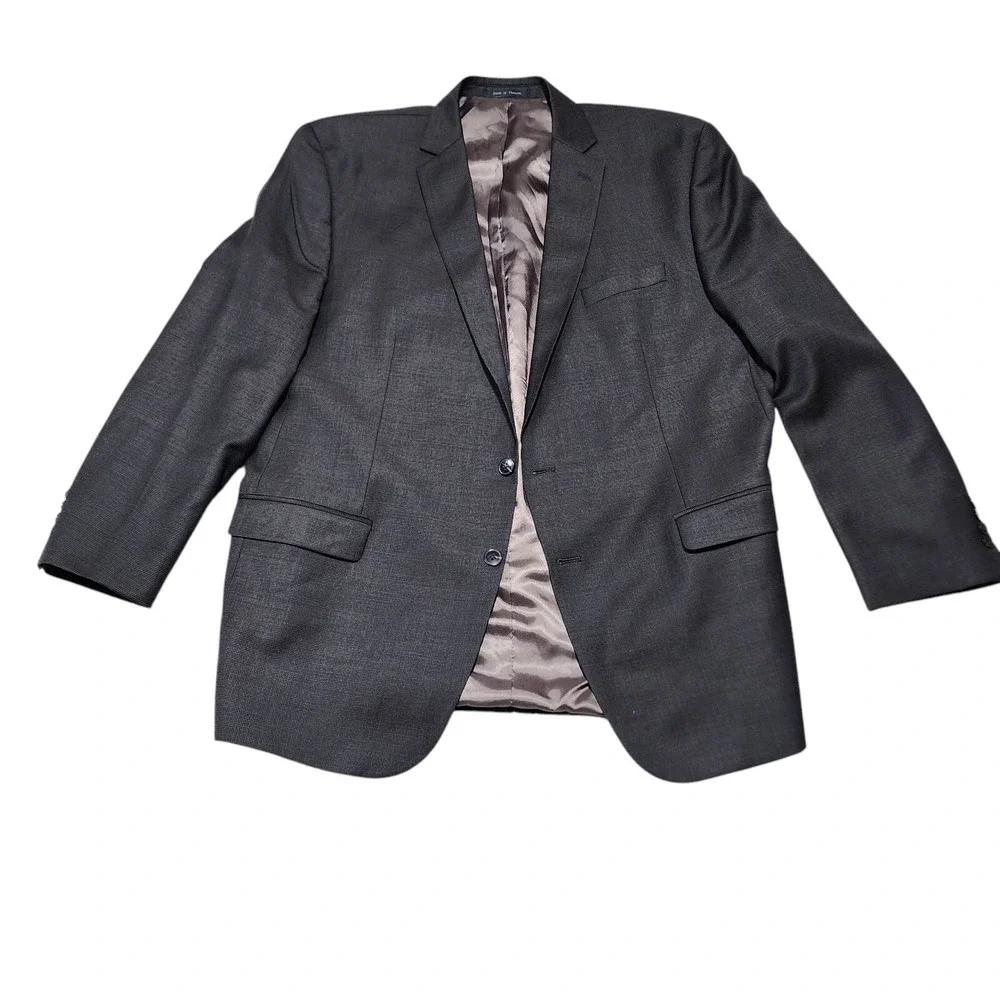 Calvin Klein Suit Jacket Men 48R Brown‎ 100% Wool Two Button Blazer